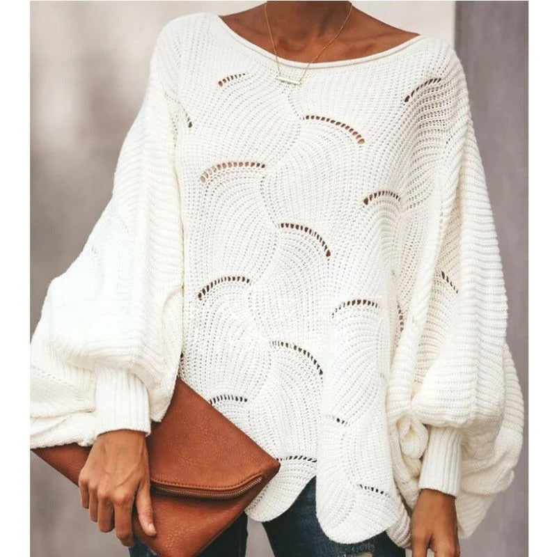 Pull en Maille à Motif Vagues Ajourées