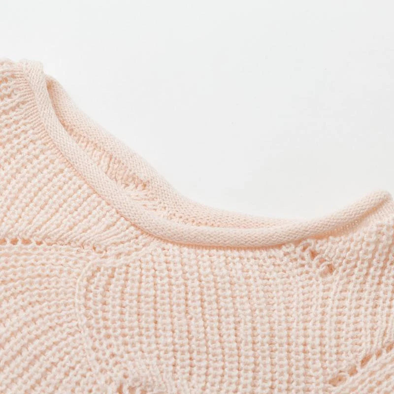 Pull en Maille à Motif Vagues Ajourées
