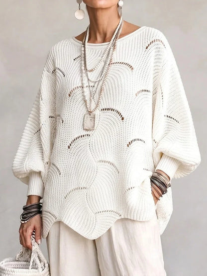 Pull en Maille à Motif Vagues Ajourées