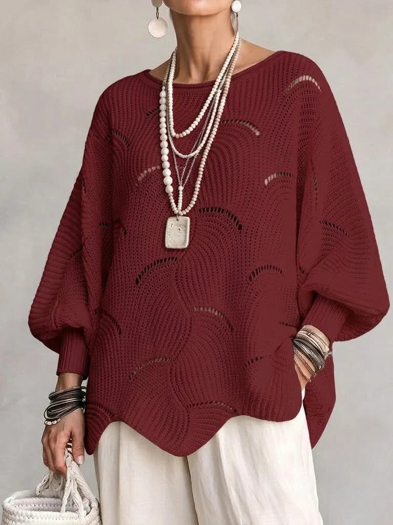 Pull en Maille à Motif Vagues Ajourées