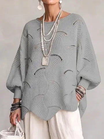 Pull en Maille à Motif Vagues Ajourées
